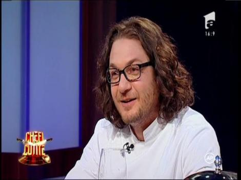Dialog spumos între Nadia Socol şi Chef Chef Scărlătescu: Nadia: mă deranjează şorţul. Scărlătescu: Vrei să-l dai jos"