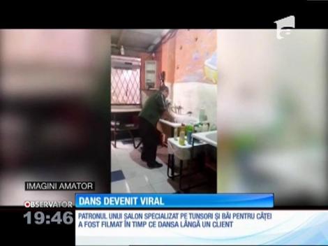 VIDEO VIRAL Patronul unui salon destinat animalelor de companie, filmat în timp ce dansa lângă un "client patruped"