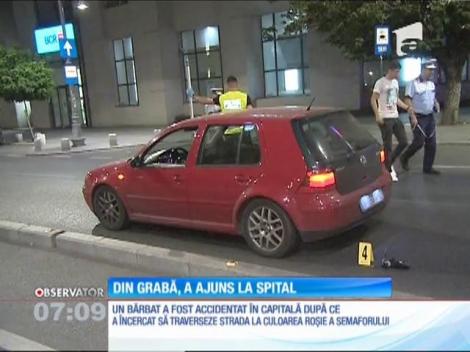 Un pieton a fost lovit în plin e o maşină pe Calea Victoriei, după ce a traversat pe roşu