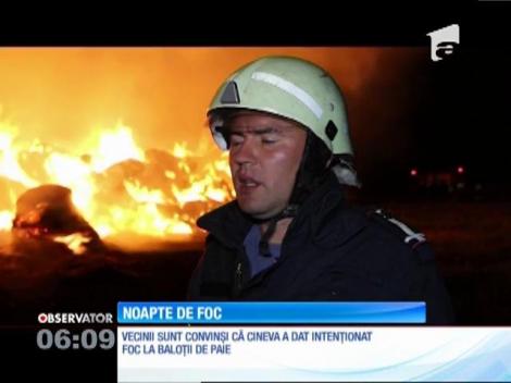 Un depozit plin cu nutreț pentru animale din Buzău, mistuit de flăcări