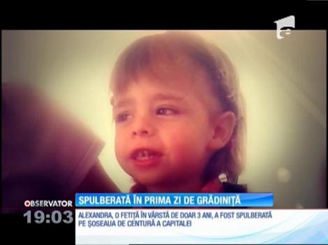 Alexandra a murit în prima zi de grădiniţă. Copila de trei ani şi tatăl ei au fost spulberaţi de pe bicicletă, pe Şoseaua de Centură a Bucureştilor