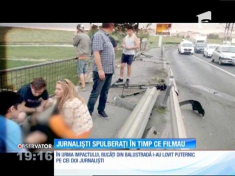 Jurnalişti spulberaţi în timp ce filmau