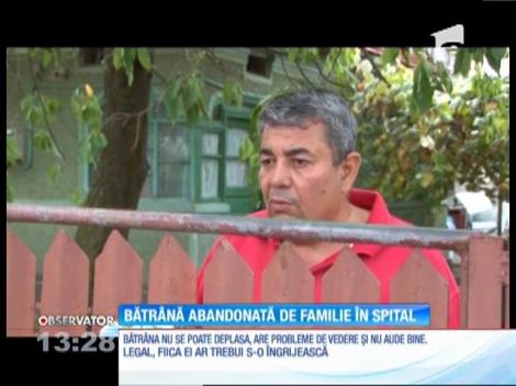 O femeie de 84 de ani a fost abandonată de familie în spitalul din Găeşti