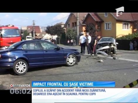 Impact frontal cu șase victime pe o stradă din Bistrița