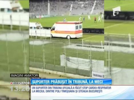 Suporter prăbuşit în tribună, la meciul dintre Poli Timişoara şi Steaua Bucureşti