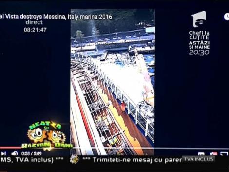 Smiley News: O imensă navă de croazieră a distrus un dig şi a scufundat mai mulute bărci în Italia