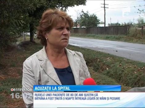 Acuzaţii grave la spital. O pacientă de 80 de ani, ţinută legată de mâini şi de picioare!
