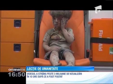 Scrisoare emoționantă în ajutorul copilului sirian plin de sânge şi praf care a supravieţuit unui bombardament în Aleph