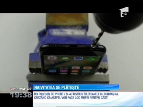 O farsă postată pe net a pus pe jar utilizatorii de IPhone. Mai mulţi dintre ei - care n-au ştiut de glumă - şi-au găurit telefoanele noi IPhone 7