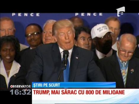 Donald Trump, mai sărac cu opt sute de milioane de dolari