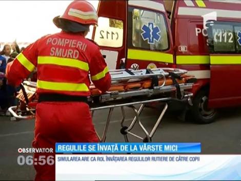 Brigada rutieră a făcut o simulare de accident pentru școlari