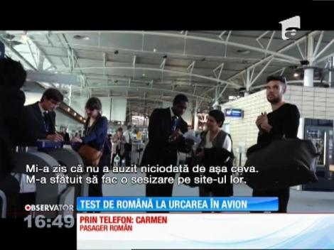 Test de limba română la urcarea în avion