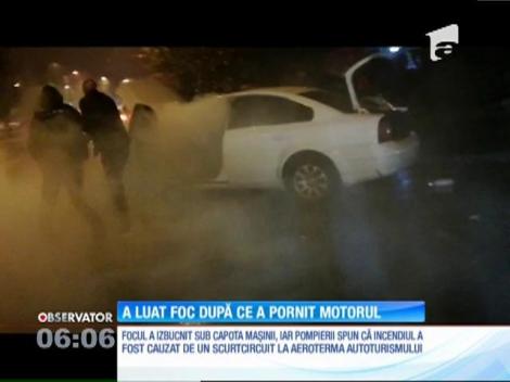 Un şofer din Galaţi din a tras o sperietură serioasă după ce maşina pe care o conducea a fost cuprinsă de flăcări puternice
