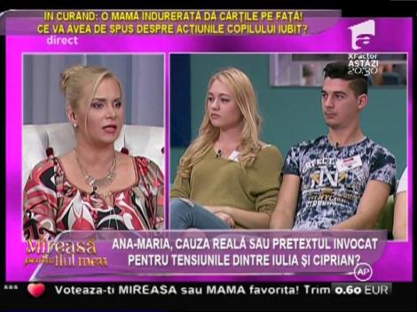 Iulia și Ciprian, ceartă în direct. ”În emisiune mă ține de mână, dar apoi îmi dă drumul imediat!”