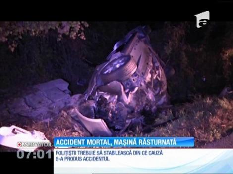 Accident teribil pe DN 1, în Prahova. Un bărbat a murit pe loc după ce maşina în care se afla s-a răsturnat în afara şoselei, la Câmpina