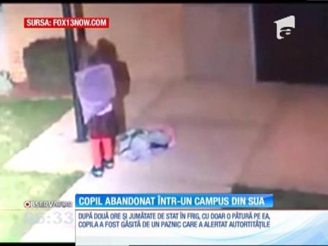 Copil abandonat  într-un campus universitar din SUA