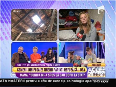 Mama gemenilor care îndură frigul: "Bunica lor mi-a zis să-i dau la stat!"