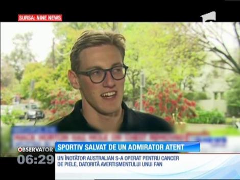 Un înotător australian, campion olimpic la Rio, a scăpat de un potenţial cancer de piele datorită unui fan deosebit de atent