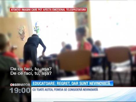 "L-am lovit, dar nu mi s-a părut că-l doare". Aşa se scuză educatoarea din Vrancea filmată în timp ce bătea copiii la grădiniţă