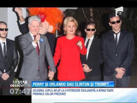 De Halloween, Katy Perry şi Orlando Bloom s-au deghizat în Hillary Clinton şi Donald Trump