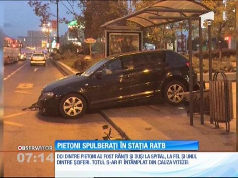 Pietoni spulberați într-o stație RATB din zona Unirii din Capitală