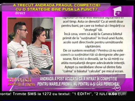 Andrada, acuzată că a intrat în competiție pentru marele premiu, nu pentru a-și găsi perechea!
