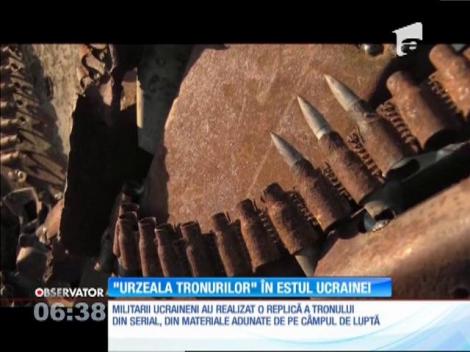 O replică a tronului de fier din popularul serial "Urzeala Tronurilor" a apărut pe un teatru de război cât se poate de real, cel din estul Ucrainei