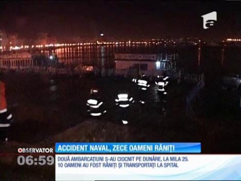 Două ambarcaţiuni s-au ciocnit pe Dunăre, la mila 25. Şase persoane au fost rănite în accident