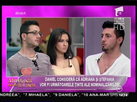 Daniel: "Cred Adriana şi Ştefania vor fi următoarele concurente nominalizate!"