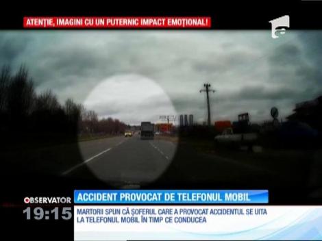 Imagini şocante pe o şosea din Târgu Frumos, Iaşi. O maşină condusă de un tânăr neatent a intrat într-o camionetă, pe care a proiectat-o pe sensul opus
