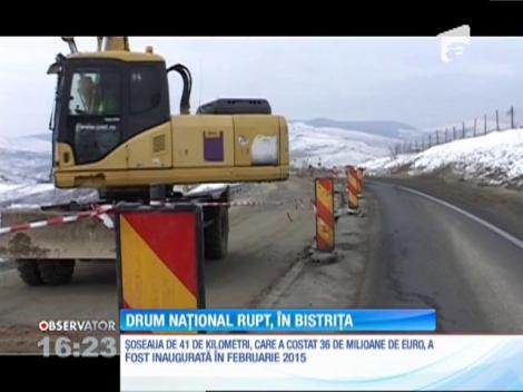 Un drum naţional de milioane de euro, din Bistriţa-Năsăud, s-a surpat la doi ani după inaugurare