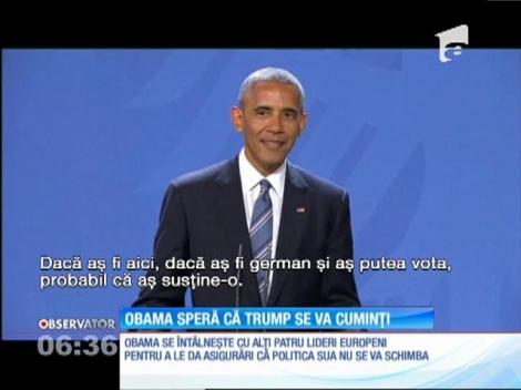 Preşedintele Barack Obama speră că Donald Trump va susţine valorile democratice şi va înfrunta Rusia, la nevoie