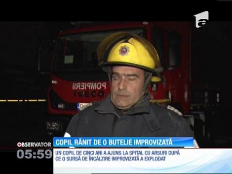 Un copil de cinci ani din Prahova a fost grav rănit de o butelie improvizată
