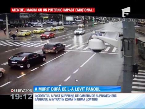 Bărbatul din Iaşi lovit de un panou publicitar pe trecerea de pietoni a murit