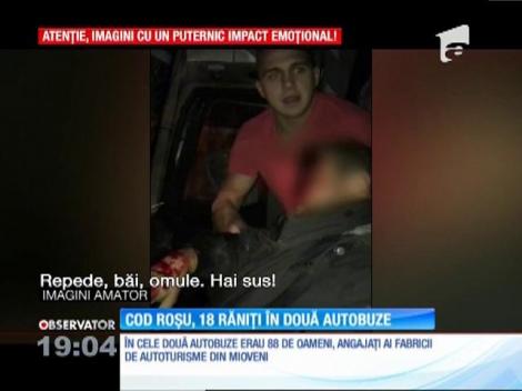 Accident cu două autobuze. 18 oameni au fost răniţi