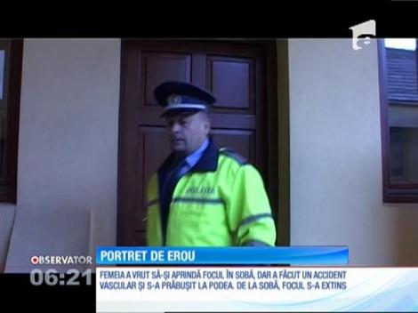 Un poliţist din Rodna a devenit erou după ce a salvat o femeie dintr-o casă cuprinsă de flăcări