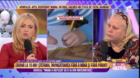 Un suflet chinuit și o adevărată lecție de viață! Ștefania, copila fără o mână și fără părinți: ”Toți copiii fug de mine!”