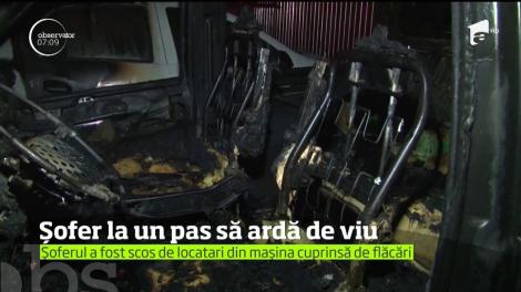 Un şofer din Târgovişte, la un pas să ardă de viu în propria maşină