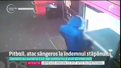 Un pitbull fără botniţă a sfâşiat o pisică, încurajat de stăpân