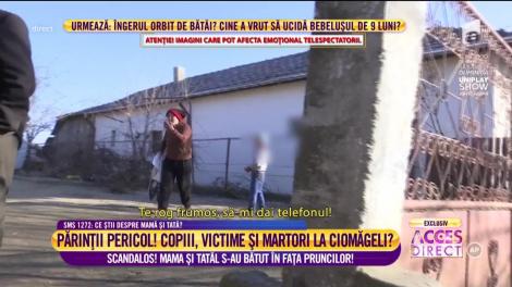 Palme, pumni, picioare! Bătaie între o mamă și un tată, îmbibați în alcool !