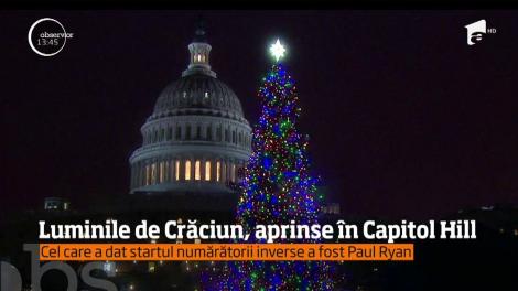 Luminile pentru sărbătorile de iarnă, aprinse în Capitol Hill