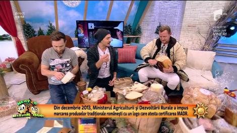 Masă câmpenească în platoul de la Neatza cu slană, pită, brânză și alte produse tradiționale românești