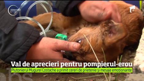 Val de aprecieri pentru pompierul care a resuscitat un căţeluş intoxicat cu fum