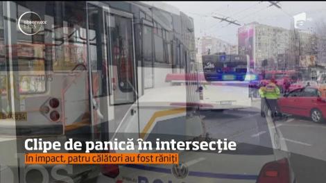 Un autobuz şi un tramvai s-au ciocnit în intersecţia Baba Novac cu Mihai Bravu din Capitală