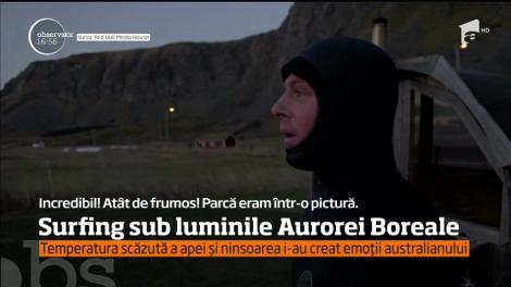 Un australian a făcut surfing sub luminile Aurorei Boreale