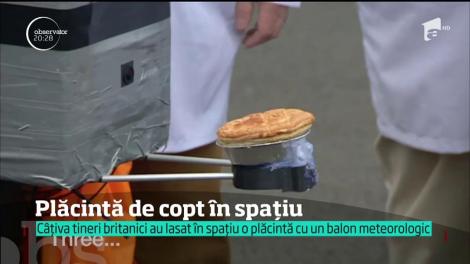 O plăcintă a fost lansată în spaţiu cu un balon meteorologic