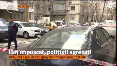 Hoț împușcat, polițiști agresați