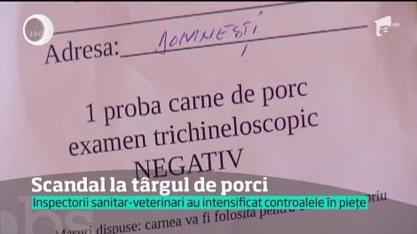 Un control al autorităţilor într-o piaţă de lângă Bucureşti a declanşat o isterie generală. Comercianţii au încercat să-i blocheze pe inspectorii sanitar-veterinari