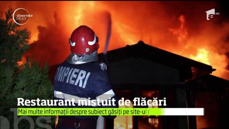 Un restaurant din judeţul Buzău a fost cuprins de flăcări înalte, vizibile de la câţiva kilometri
