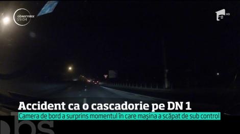 Accident ca o cascadorie pe DN1